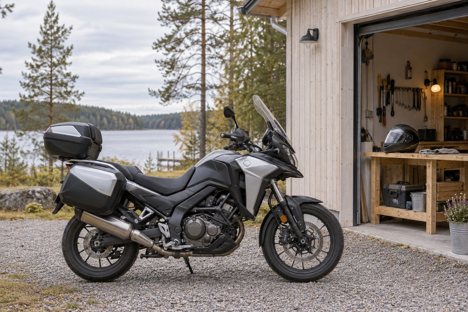 Moottoripyörä suomalaisessa pihapiirissä